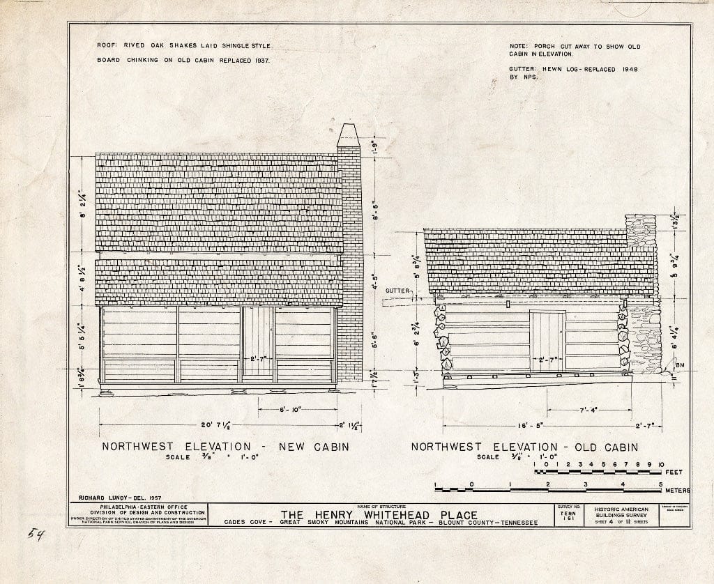 Blueprint HABS Tenn,5-CADCO.V,1- (Sheet 4 of 11) - Henry Whitehead Place, Townsend, Blount County, TN