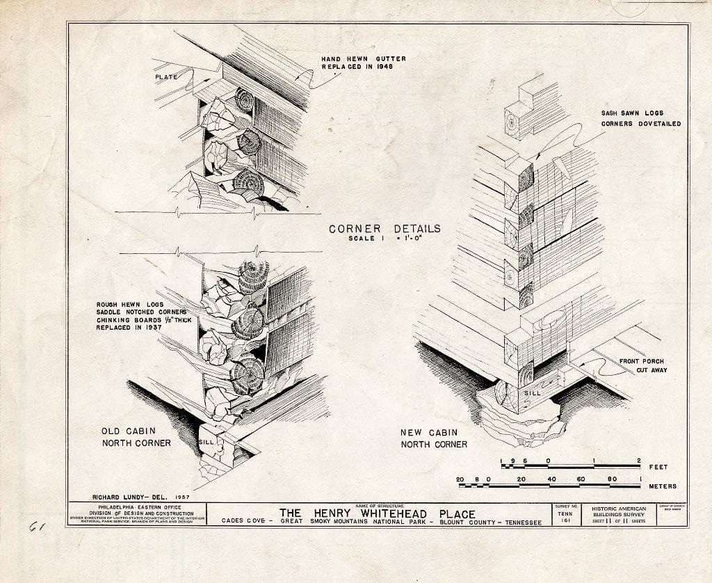 Blueprint HABS Tenn,5-CADCO.V,1- (Sheet 11 of 11) - Henry Whitehead Place, Townsend, Blount County, TN