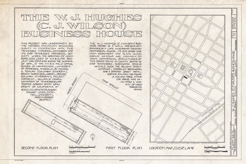 Blueprint HABS Tenn,6-Cleve,1- (Sheet 1 of 2) - W. J. Hughes Business House, 3202 Ocoee Street, Cleveland, Bradley County, TN