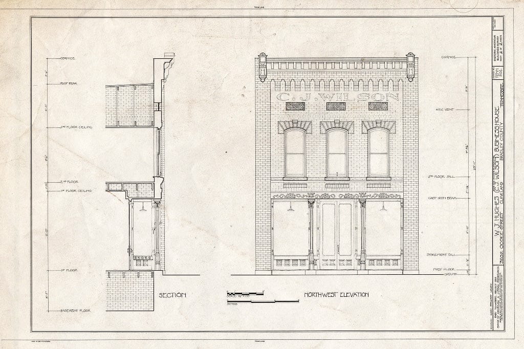 Blueprint HABS Tenn,6-Cleve,1- (Sheet 2 of 2) - W. J. Hughes Business House, 3202 Ocoee Street, Cleveland, Bradley County, TN