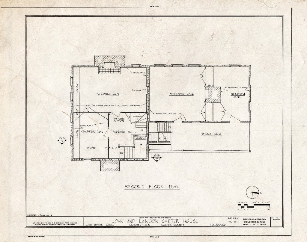 Blueprint HABS Tenn,10-Eliz,1- (Sheet 3 of 9) - John & Landon Carter House, East Broad Street, Elizabethton, Carter County, TN