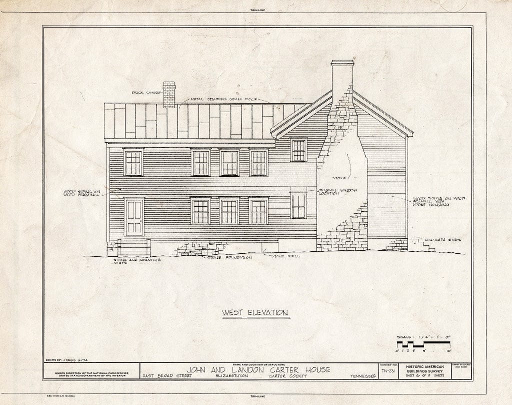Blueprint HABS Tenn,10-Eliz,1- (Sheet 6 of 9) - John & Landon Carter House, East Broad Street, Elizabethton, Carter County, TN