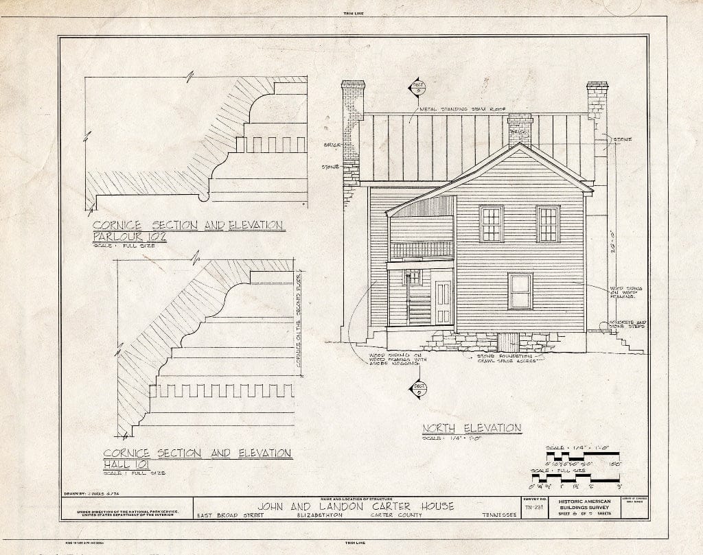 Blueprint HABS Tenn,10-Eliz,1- (Sheet 8 of 9) - John & Landon Carter House, East Broad Street, Elizabethton, Carter County, TN
