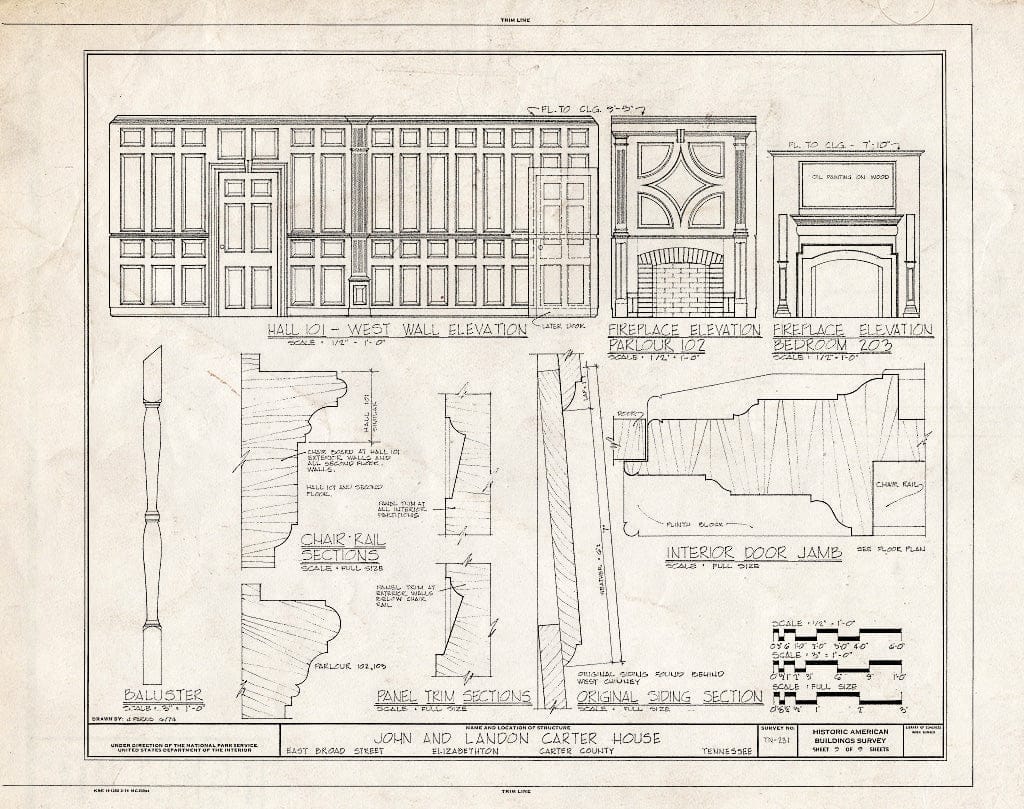 Blueprint HABS Tenn,10-Eliz,1- (Sheet 9 of 9) - John & Landon Carter House, East Broad Street, Elizabethton, Carter County, TN