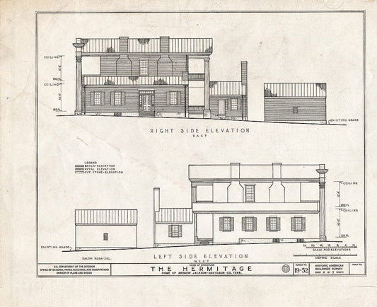 Blueprint 5. Side elevations - The Hermitage, U.S. Highway 70 North (4580 Rachel's Lane), Nashville, Davidson County, TN