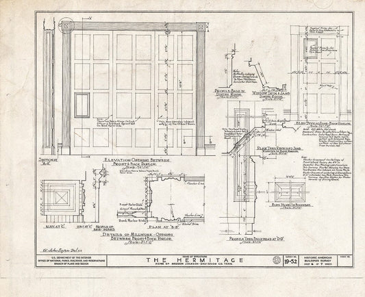 Blueprint 6. Parlor Details - The Hermitage, U.S. Highway 70 North (4580 Rachel's Lane), Nashville, Davidson County, TN
