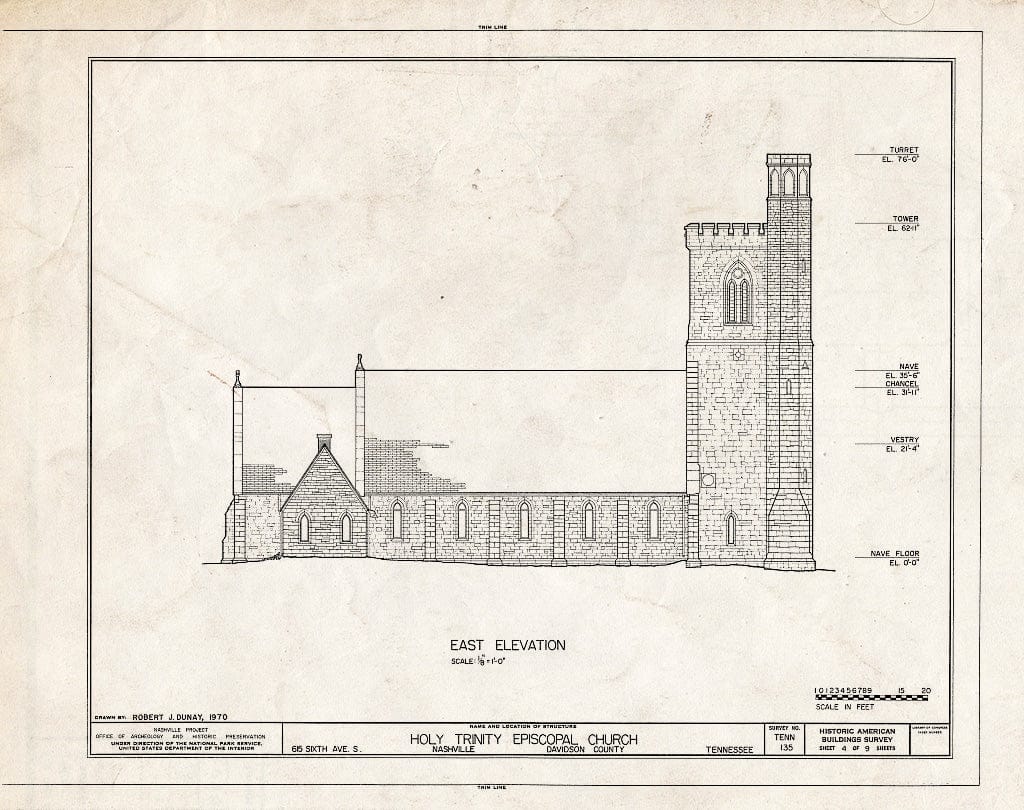 Blueprint HABS Tenn,19-NASH,3- (Sheet 4 of 9) - Holy Trinity Episcopal Church, 615 Sixth Avenue, South, Nashville, Davidson County, TN