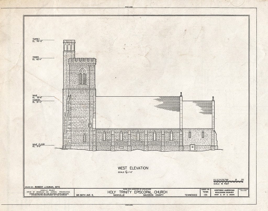 Blueprint HABS Tenn,19-NASH,3- (Sheet 5 of 9) - Holy Trinity Episcopal Church, 615 Sixth Avenue, South, Nashville, Davidson County, TN
