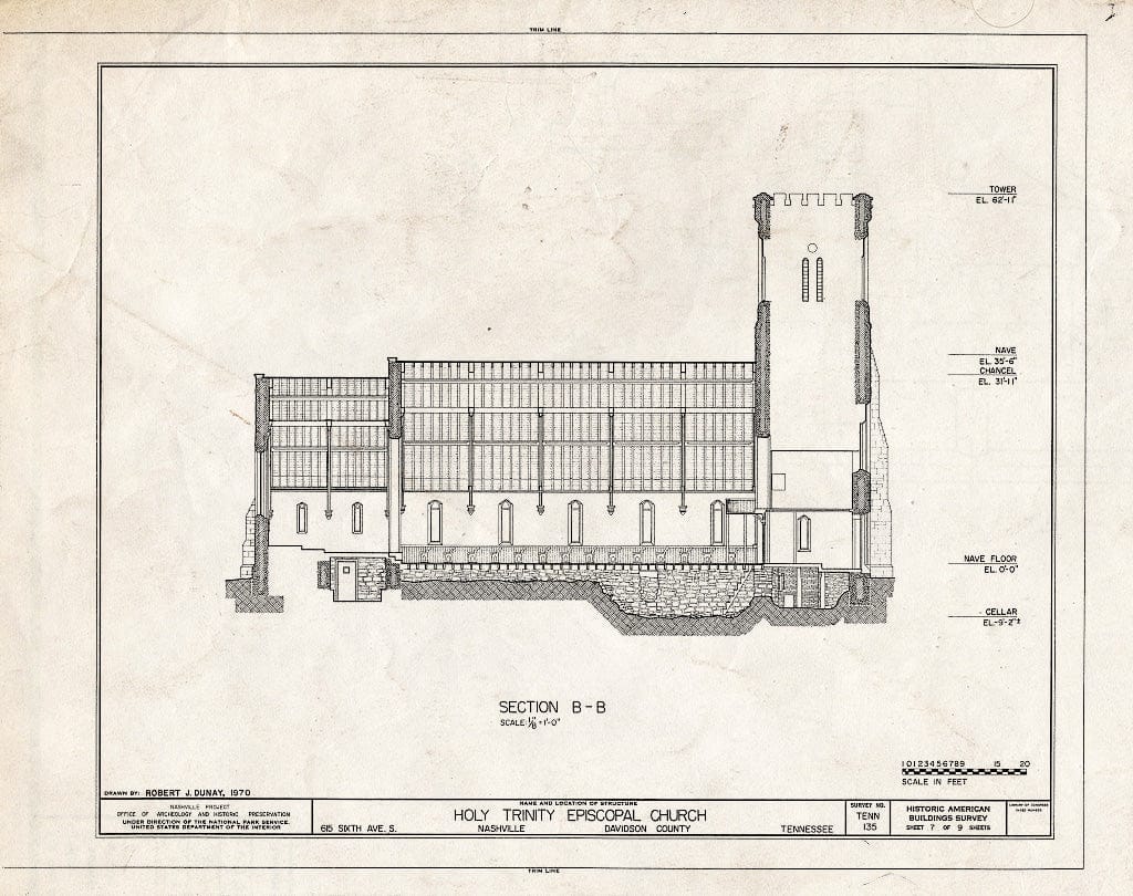Blueprint HABS Tenn,19-NASH,3- (Sheet 7 of 9) - Holy Trinity Episcopal Church, 615 Sixth Avenue, South, Nashville, Davidson County, TN