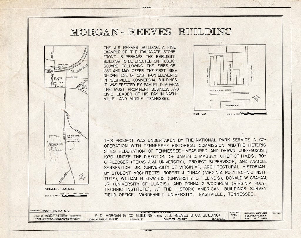 Blueprint HABS Tenn,19-NASH,9- (Sheet 1 of 3) - Morgan-Reeves Building, 208-210 Public Square, Nashville, Davidson County, TN
