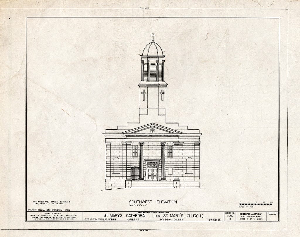 Blueprint HABS Tenn,19-NASH,8- (Sheet 5 of 6) - St. Mary's Cathedral, 328 Fifth Avenue, North, Nashville, Davidson County, TN