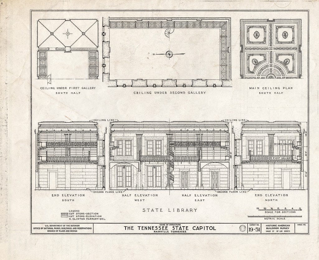 Blueprint HABS Tenn,19-NASH,1- (Sheet 17 of 23) - State Capitol, State Capitol Boulevard & Cedar Street, Nashville, Davidson County, TN