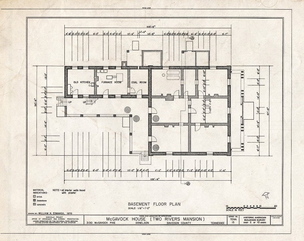 Blueprint HABS Tenn,19-DONEL,1- (Sheet 2 of 10) - McGavock House, 3130 McGavock Pike, Donelson, Davidson County, TN
