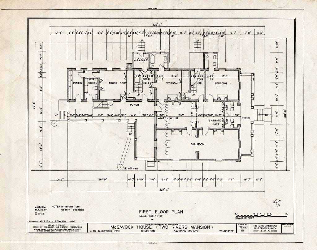 Blueprint HABS Tenn,19-DONEL,1- (Sheet 3 of 10) - McGavock House, 3130 McGavock Pike, Donelson, Davidson County, TN
