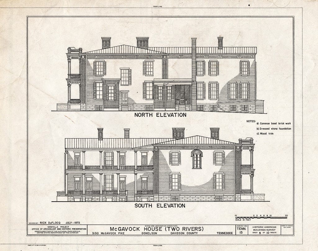 Blueprint HABS Tenn,19-DONEL,1- (Sheet 5 of 10) - McGavock House, 3130 McGavock Pike, Donelson, Davidson County, TN