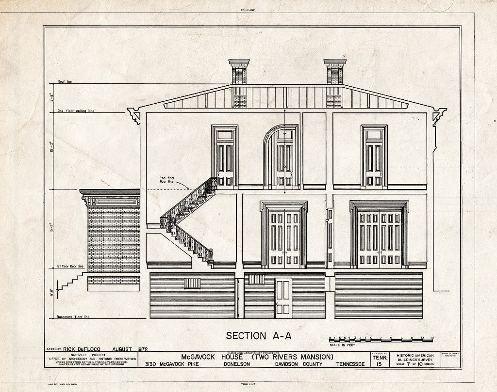 Blueprint HABS Tenn,19-DONEL,1- (Sheet 7 of 10) - McGavock House, 3130 McGavock Pike, Donelson, Davidson County, TN