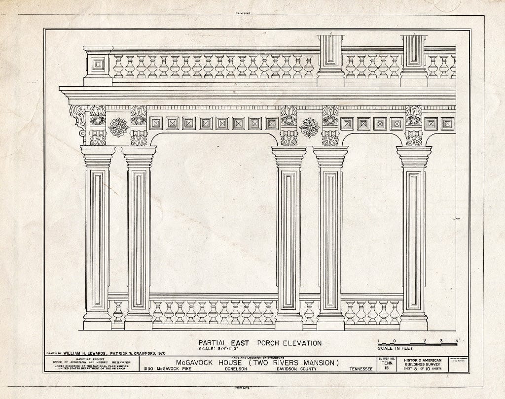 Blueprint HABS Tenn,19-DONEL,1- (Sheet 8 of 10) - McGavock House, 3130 McGavock Pike, Donelson, Davidson County, TN