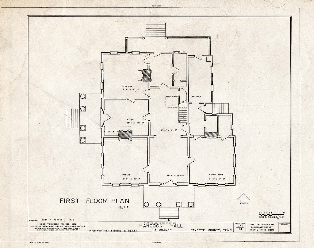 Blueprint HABS Tenn,24-LAGRA,1- (Sheet 2 of 8) - Hancock Hall, Third Street (Highway 57), La Grange, Fayette County, TN