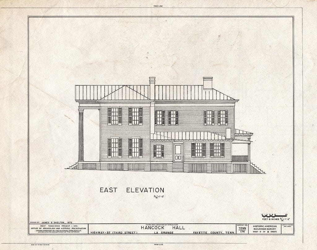 Blueprint HABS Tenn,24-LAGRA,1- (Sheet 7 of 8) - Hancock Hall, Third Street (Highway 57), La Grange, Fayette County, TN
