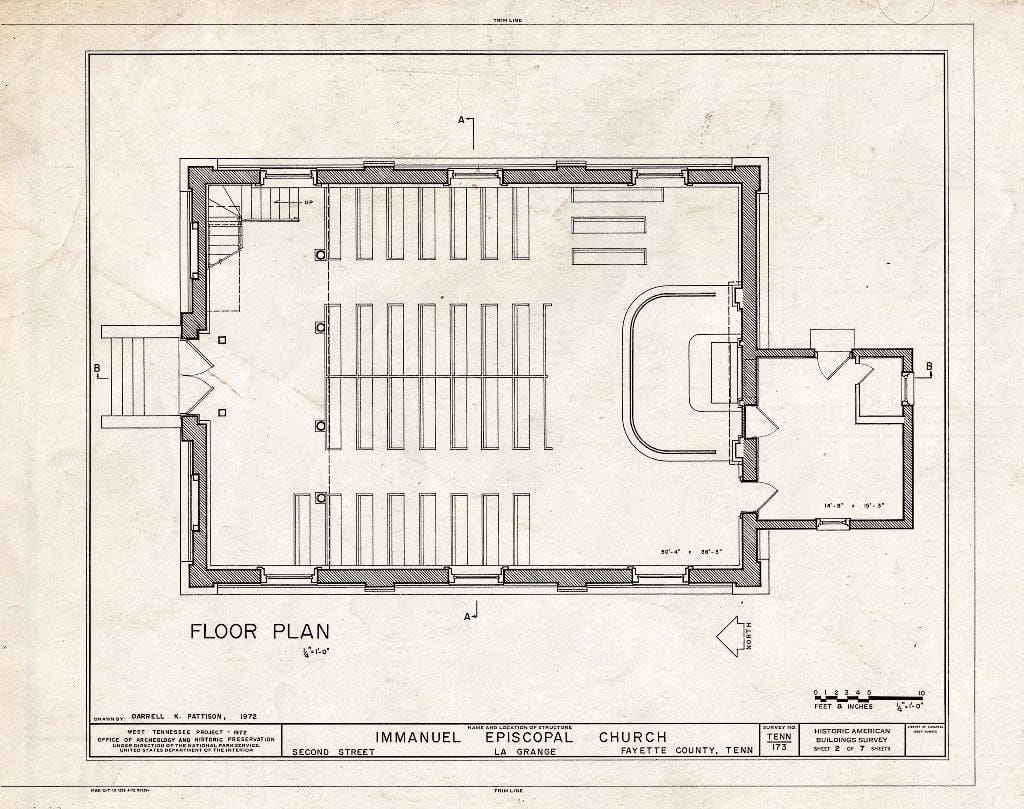 Blueprint HABS Tenn,24-LAGRA,2- (Sheet 2 of 7) - Immanuel Episcopal Church, Second Street, La Grange, Fayette County, TN