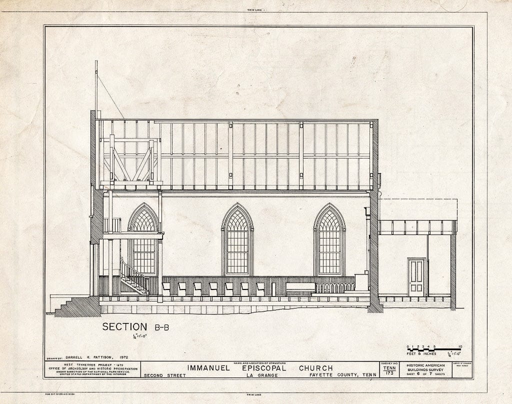 Blueprint HABS Tenn,24-LAGRA,2- (Sheet 6 of 7) - Immanuel Episcopal Church, Second Street, La Grange, Fayette County, TN