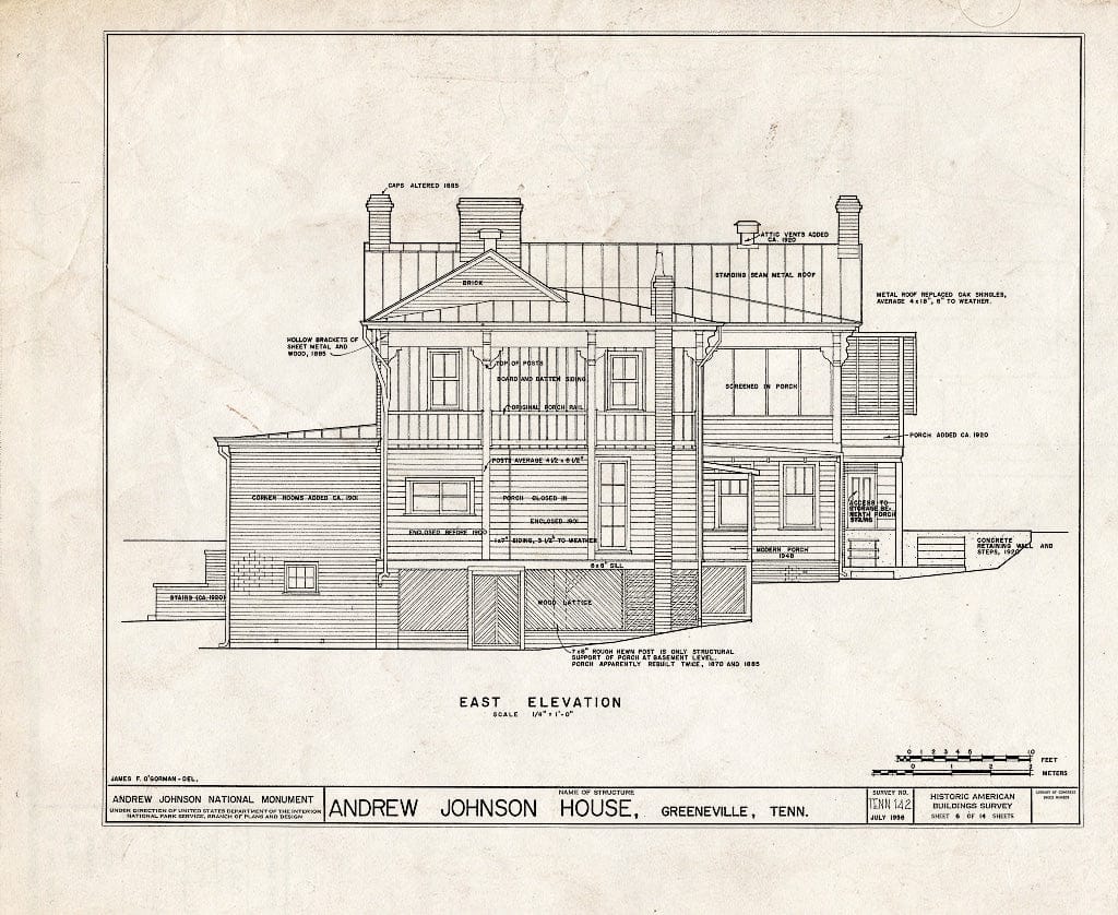 Blueprint HABS Tenn,30-GRENV,1- (Sheet 6 of 14) - Andrew Johnson House, 217 South Main Street, Greeneville, Greene County, TN