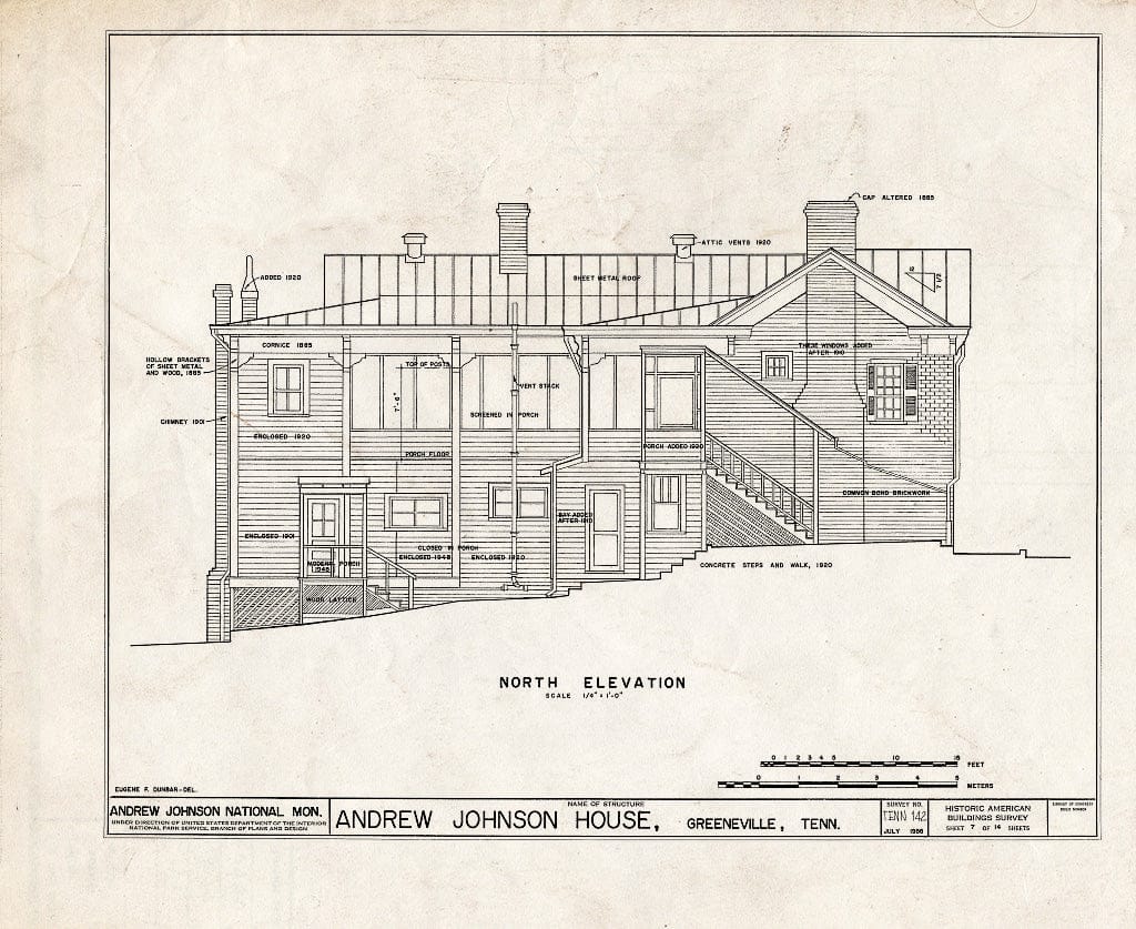 Blueprint HABS Tenn,30-GRENV,1- (Sheet 7 of 14) - Andrew Johnson House, 217 South Main Street, Greeneville, Greene County, TN