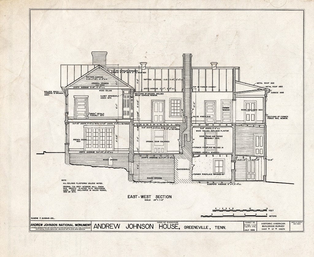 Blueprint HABS Tenn,30-GRENV,1- (Sheet 8 of 14) - Andrew Johnson House, 217 South Main Street, Greeneville, Greene County, TN