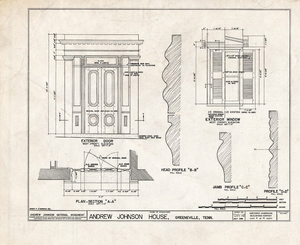 Blueprint HABS Tenn,30-GRENV,1- (Sheet 9 of 14) - Andrew Johnson House, 217 South Main Street, Greeneville, Greene County, TN