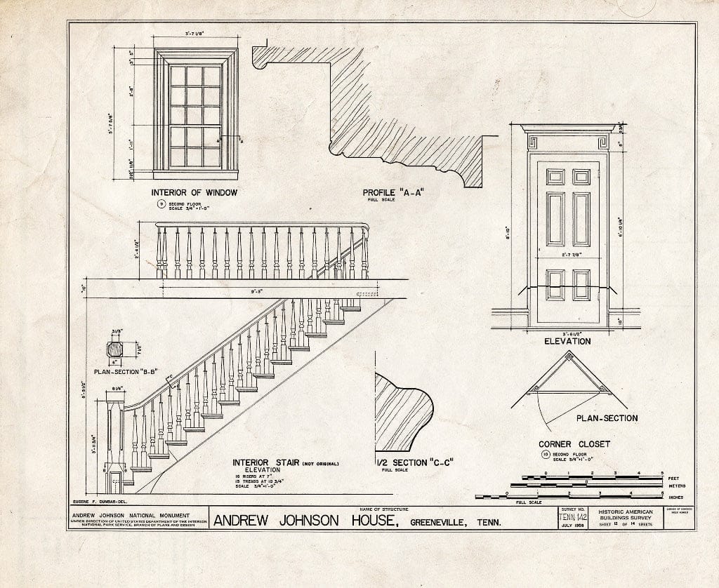 Blueprint HABS Tenn,30-GRENV,1- (Sheet 12 of 14) - Andrew Johnson House, 217 South Main Street, Greeneville, Greene County, TN