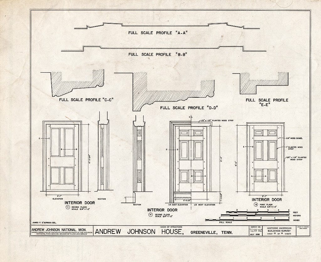 Blueprint HABS Tenn,30-GRENV,1- (Sheet 13 of 14) - Andrew Johnson House, 217 South Main Street, Greeneville, Greene County, TN
