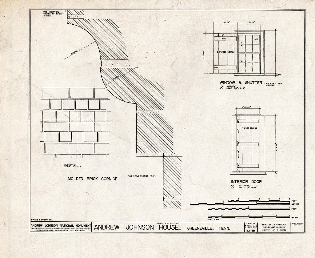 Blueprint HABS Tenn,30-GRENV,1- (Sheet 14 of 14) - Andrew Johnson House, 217 South Main Street, Greeneville, Greene County, TN