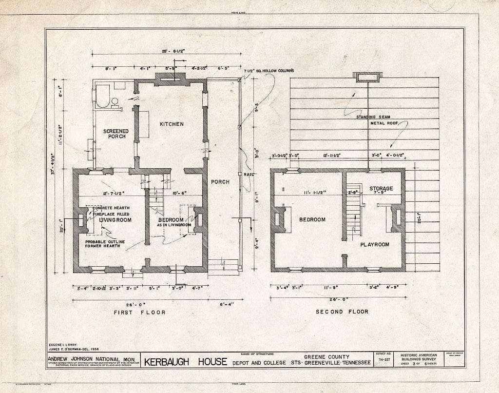 Blueprint HABS Tenn,30-GRENV,12- (Sheet 3 of 6) - Kerbaugh, Depot & College Streets, Greeneville, Greene County, TN
