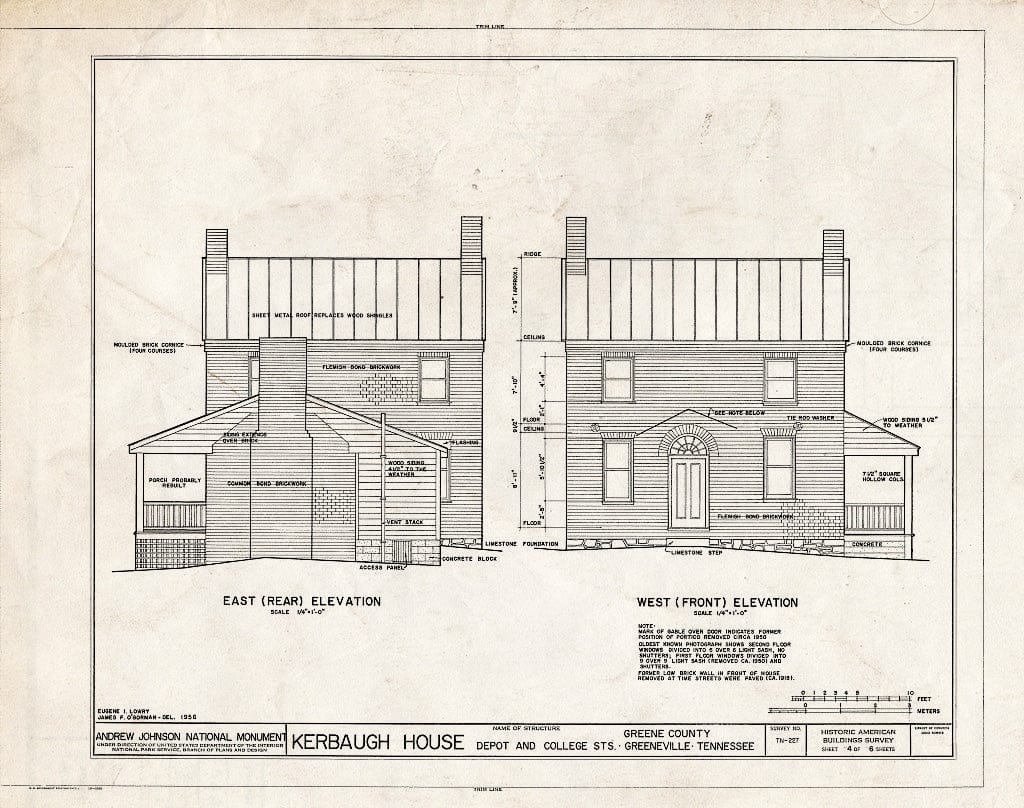 Blueprint HABS Tenn,30-GRENV,12- (Sheet 4 of 6) - Kerbaugh, Depot & College Streets, Greeneville, Greene County, TN