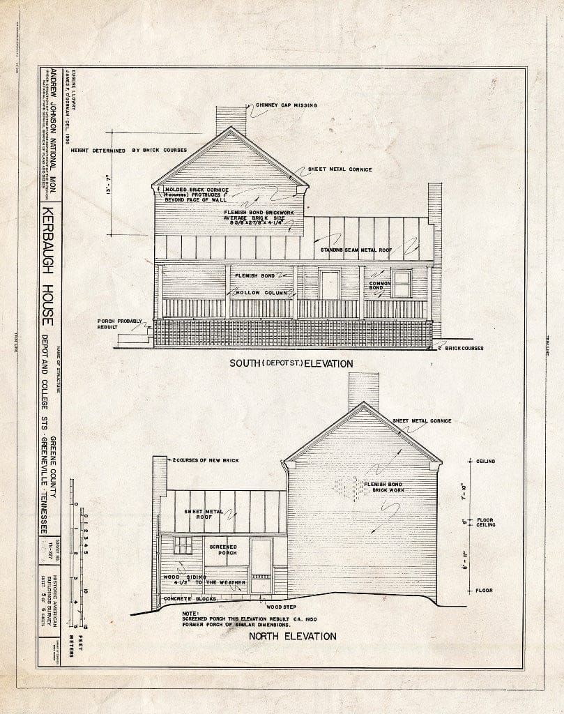 Blueprint HABS Tenn,30-GRENV,12- (Sheet 5 of 6) - Kerbaugh, Depot & College Streets, Greeneville, Greene County, TN