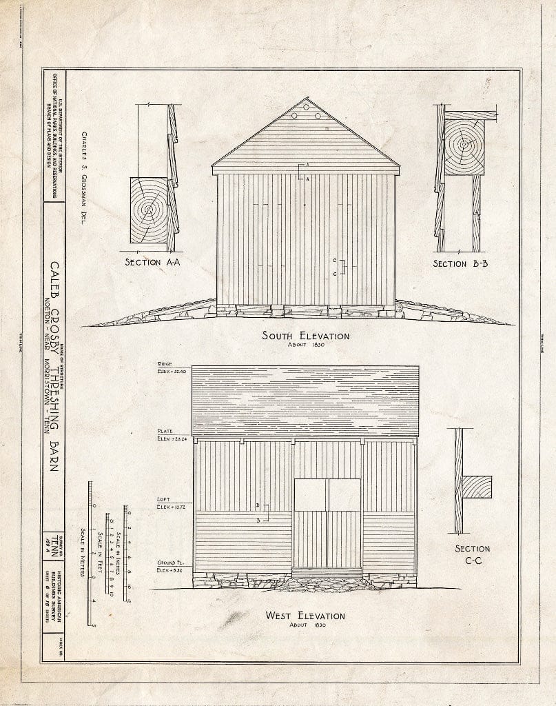 Blueprint HABS Tenn,32-NOET,1A- (Sheet 6 of 15) - Caleb Crosby Threshing Barn, Noeton (Moved to Norris Dam State Park, Lake City), Morristown, Hamblen County, TN