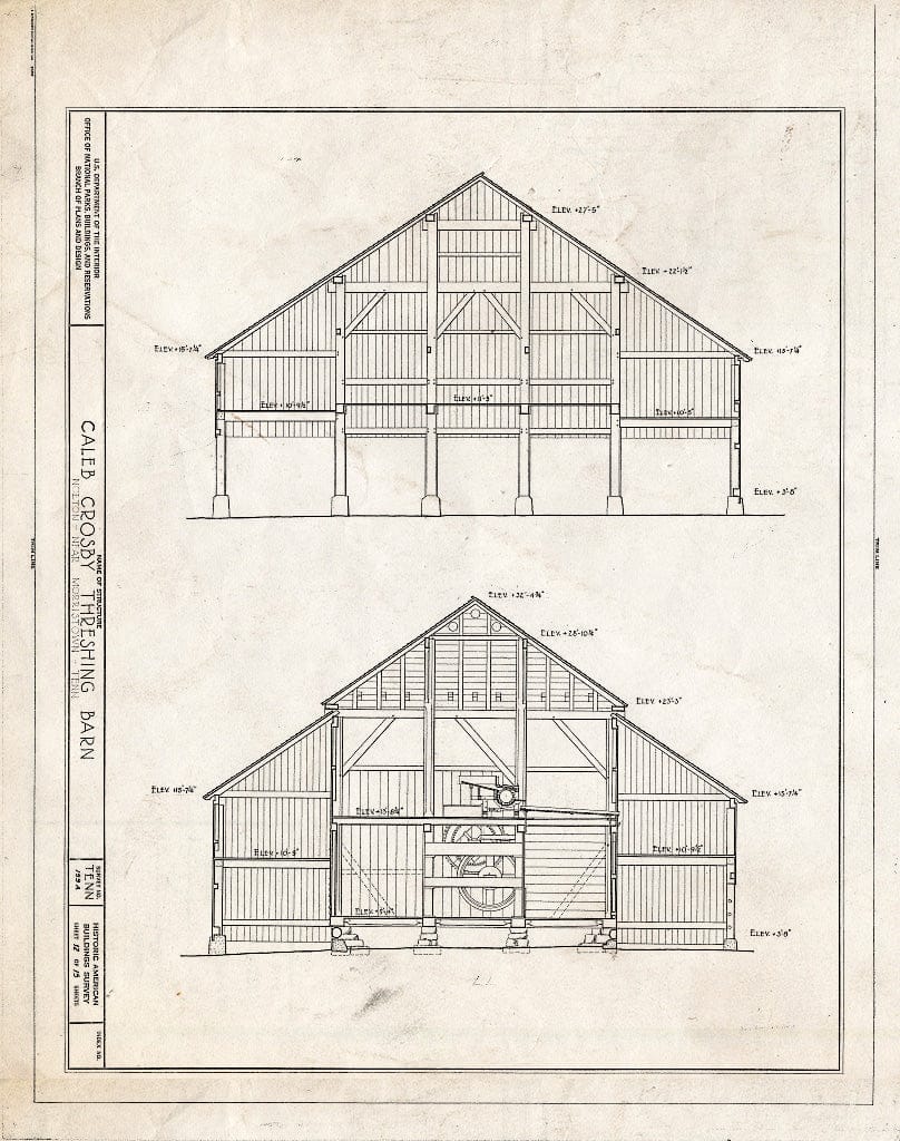 Blueprint HABS Tenn,32-NOET,1A- (Sheet 12 of 15) - Caleb Crosby Threshing Barn, Noeton (Moved to Norris Dam State Park, Lake City), Morristown, Hamblen County, TN