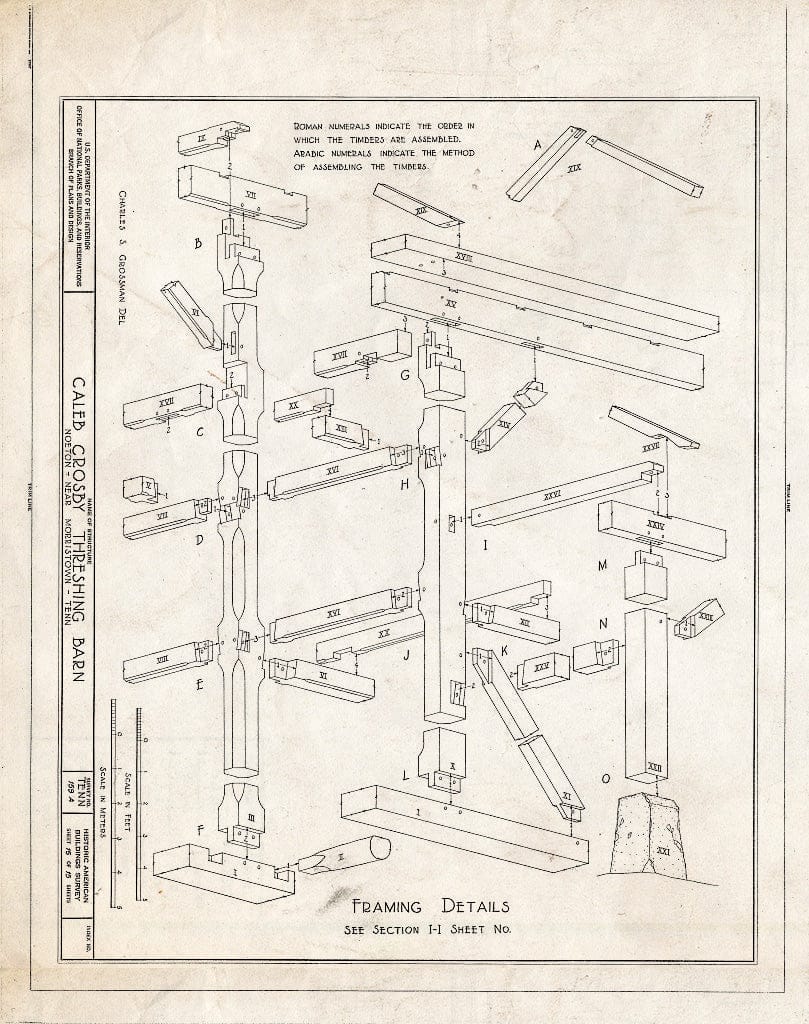 Blueprint HABS Tenn,32-NOET,1A- (Sheet 15 of 15) - Caleb Crosby Threshing Barn, Noeton (Moved to Norris Dam State Park, Lake City), Morristown, Hamblen County, TN