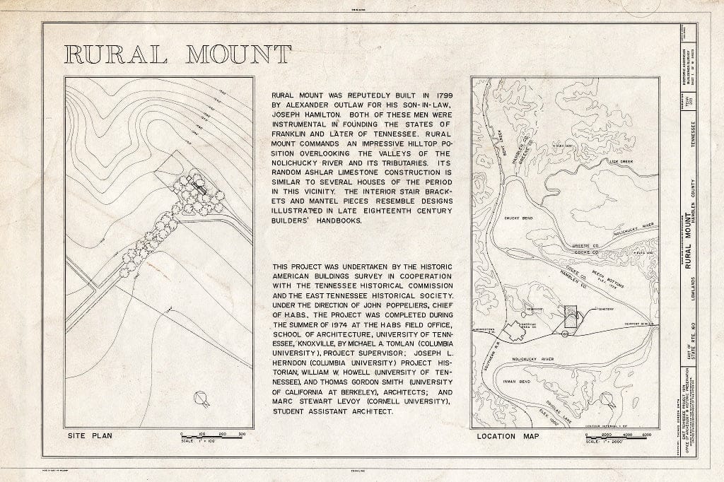 Blueprint HABS Tenn,32-MORTO.V,2- (Sheet 1 of 6) - Rural Mount, State Route 160 Vicinity, Morristown, Hamblen County, TN
