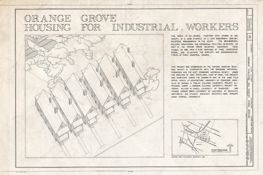 Blueprint HABS Tenn,33-Chat,10- (Sheet 1 of 2) - Orange Grove Housing for Industrial Workers, 1031,1201-1209 East Thirteenth Street, Chattanooga, Hamilton County, TN