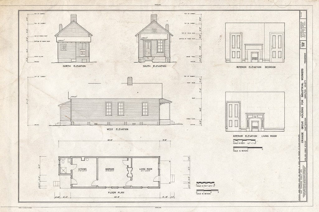 Blueprint HABS Tenn,33-Chat,10- (Sheet 2 of 2) - Orange Grove Housing for Industrial Workers, 1031,1201-1209 East Thirteenth Street, Chattanooga, Hamilton County, TN