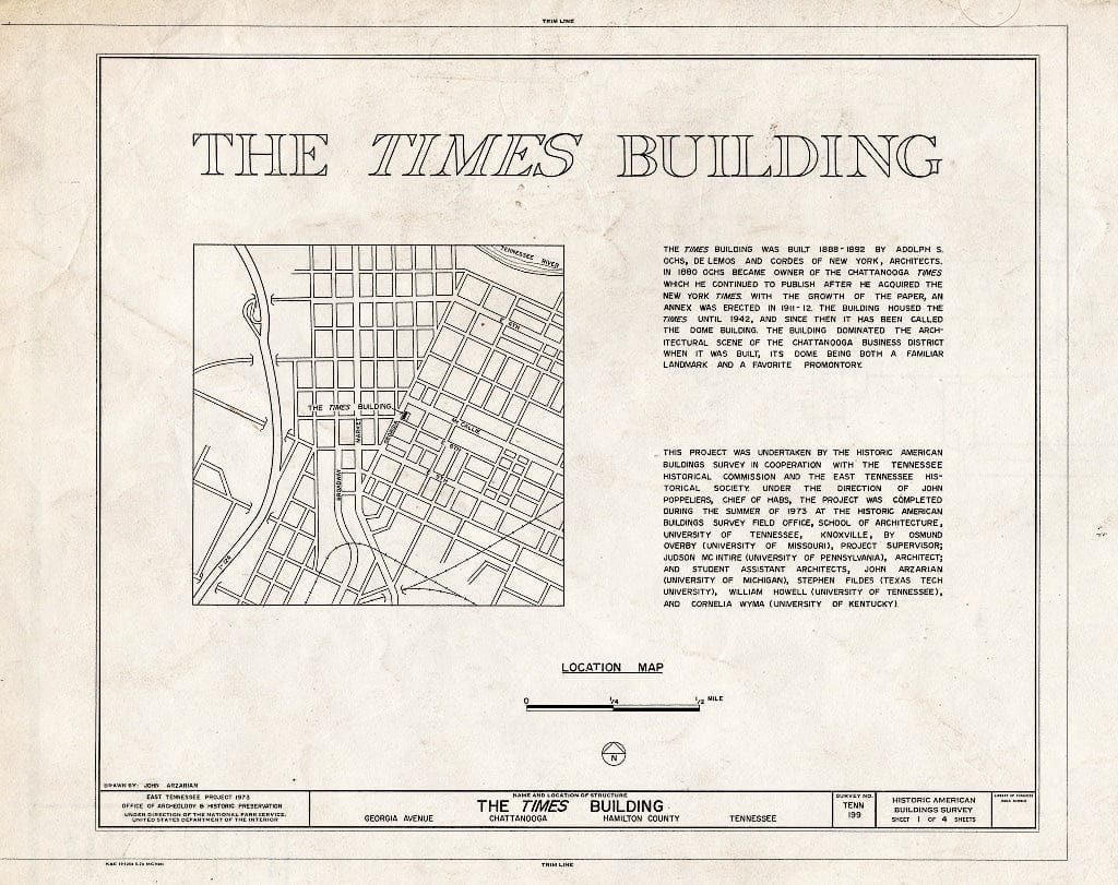 Blueprint HABS Tenn,33-Chat,5- (Sheet 1 of 4) - The Times Building, Georgia Avenue & East Eighth Street, Chattanooga, Hamilton County, TN