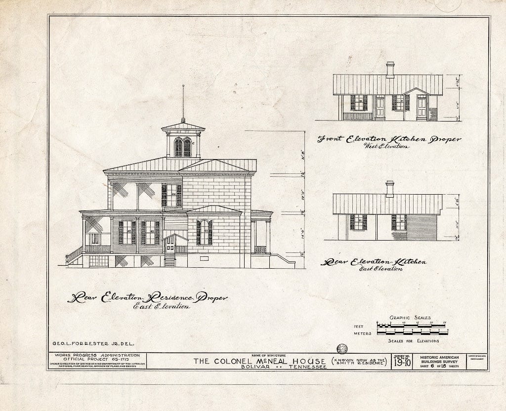Blueprint HABS Tenn,35-BOL,1- (Sheet 6 of 16) - Colonel McNeal House, Union & Bills Streets, Bolivar, Hardeman County, TN