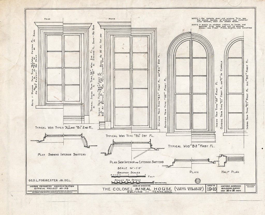 Blueprint HABS Tenn,35-BOL,1- (Sheet 10 of 16) - Colonel McNeal House, Union & Bills Streets, Bolivar, Hardeman County, TN