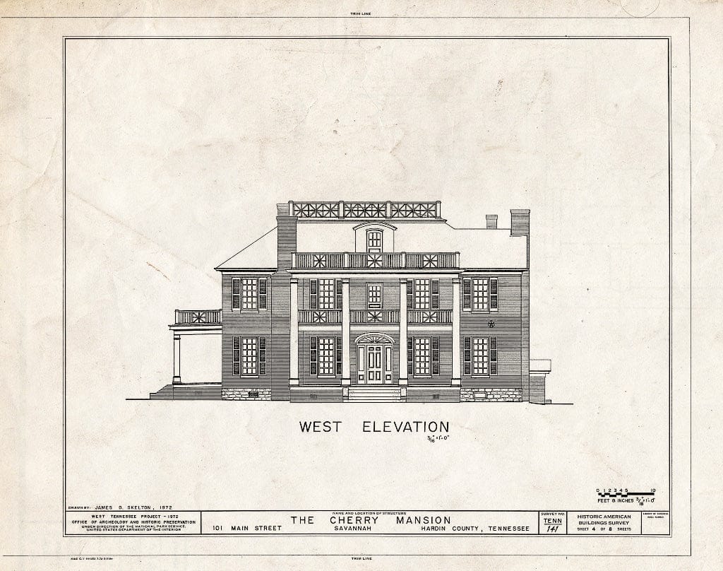 Blueprint HABS Tenn,36-PITLA.V,1- (Sheet 4 of 8) - Cherry Mansion, 101 Main Street, Savannah, Hardin County, TN