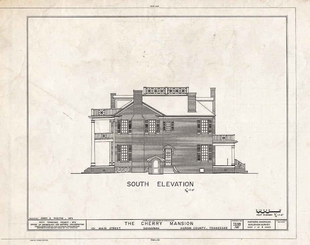Blueprint HABS Tenn,36-PITLA.V,1- (Sheet 7 of 8) - Cherry Mansion, 101 Main Street, Savannah, Hardin County, TN