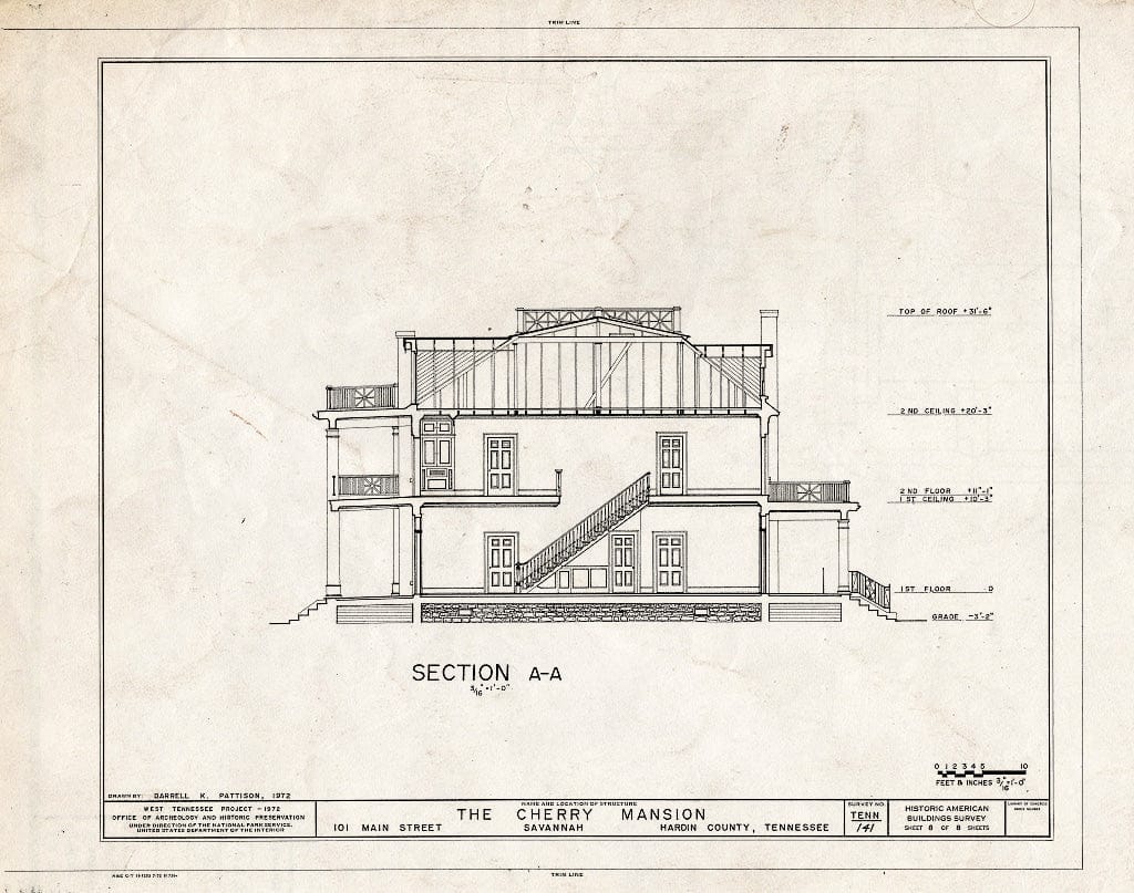 Blueprint HABS Tenn,36-PITLA.V,1- (Sheet 8 of 8) - Cherry Mansion, 101 Main Street, Savannah, Hardin County, TN