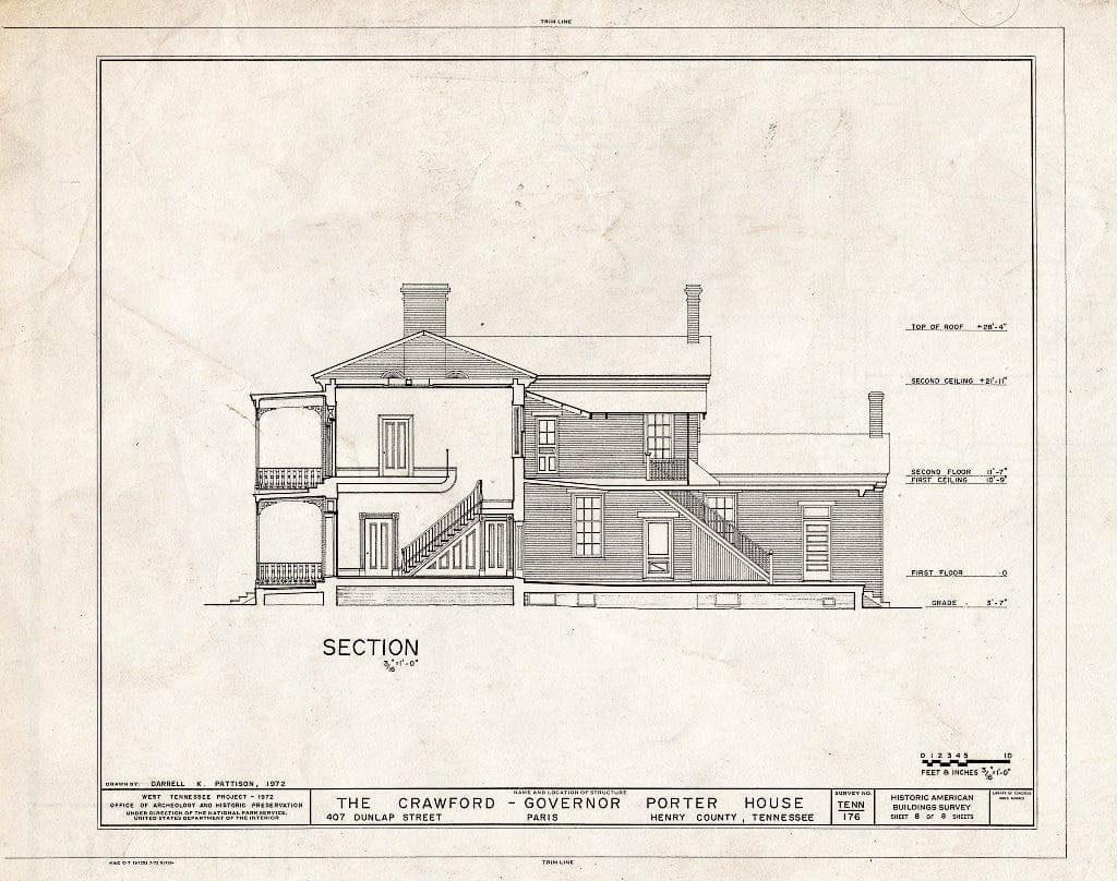 Blueprint HABS Tenn,40-Paris,2- (Sheet 8 of 8) - Crawford-Governor Porter House, 407 Dunlap Street, Paris, Henry County, TN