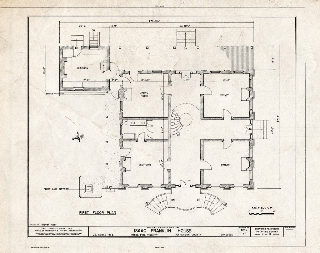 Blueprint HABS Tenn,45-Whip,1- (Sheet 2 of 6) - Isaac Franklin House, U.S. Route 25 East, White Pine, Jefferson County, TN