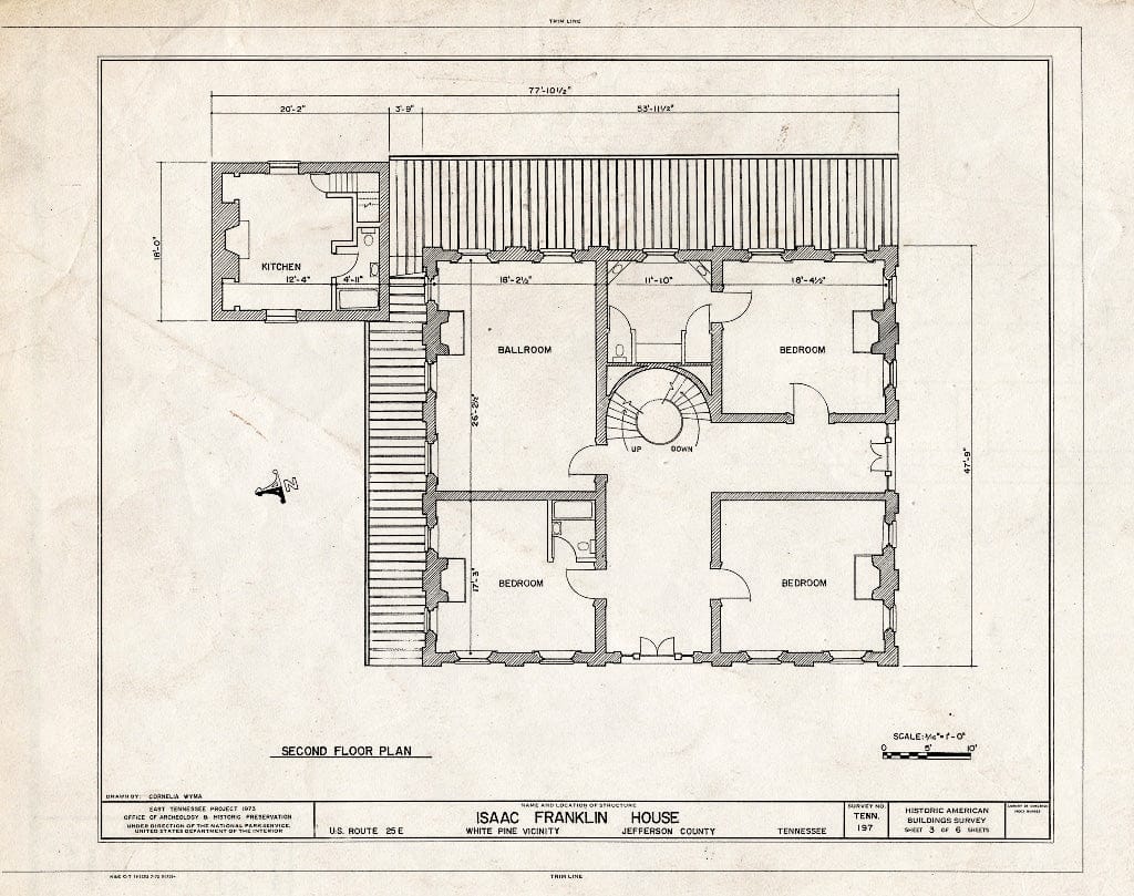 Blueprint HABS Tenn,45-Whip,1- (Sheet 3 of 6) - Isaac Franklin House, U.S. Route 25 East, White Pine, Jefferson County, TN